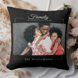 Cojín Decorativo Marco moderno | Familia es TODO Oro de foto<br><div class="desc">Moderna almohada familiar,  esta elegante almohada fotográfica muestra su foto favorita en un marco dorado junto a su nombre personalizado y fecha establecida en negro. ¡Un gran regalo para las vacaciones,  el Día de la Madre o San Valentín!</div>