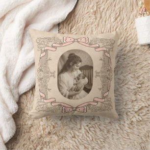 Cojín Decorativo Marco para Foto de Recuerdo de Madre e Hijo Vintag