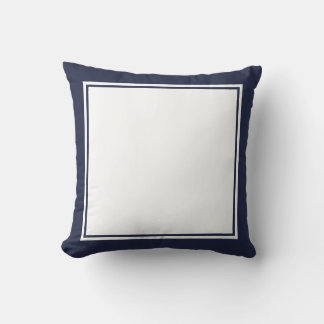 Cojín Decorativo Marco simple azul y blanco de medianoche
