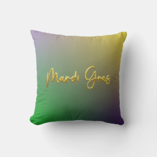 Cojín Decorativo Mardi Gras Amarillo, Púrpura, Verde
