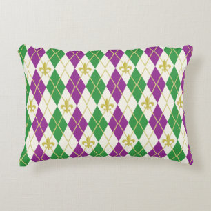 Cojín Decorativo Mardi Gras Argyle Accent Pillow