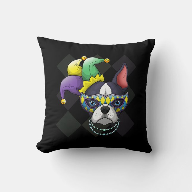 Cojín Decorativo Mardi Gras Camisas de Perro Gracioso Lover Terrier (Anverso)
