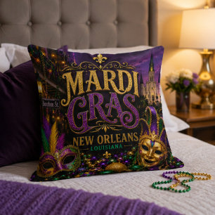 Cojín Decorativo Mardi Gras Festival New Orleans Louisiana