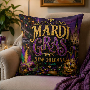Cojín Decorativo Mardi Gras Festival New Orleans Louisiana