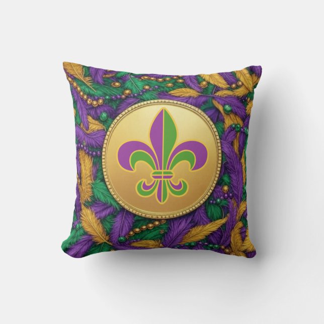 Cojín Decorativo Mardi Gras Fleur de lis (Anverso)