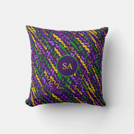 Cojín Decorativo Mardi Gras Green Golden Purple Ribbons