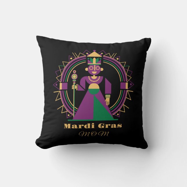 Cojín Decorativo Mardi Gras Mom 2026 Queen (Anverso)