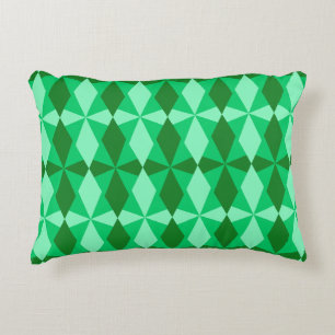 COJÍN DECORATIVO MARDI GRAS NARANJA Y PATRONES DE DIAMANTES VERDES