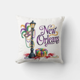 Cojín Decorativo Mardi Gras New Orleans illustration