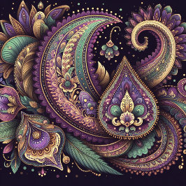 Cojín Decorativo Mardi Gras paisley Fleur-de-lis
