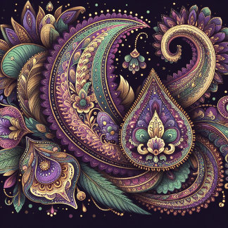 Cojín Decorativo Mardi Gras paisley Fleur-de-lis