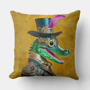 Cojín Decorativo Mardi Gras Steampunk Fiesta Animal Alligator