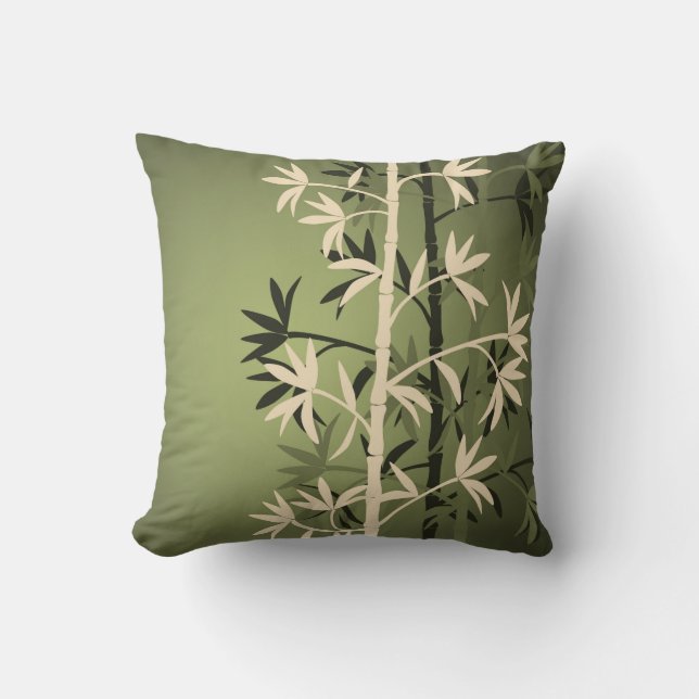 Cojín Decorativo Marfil bambú verde (Anverso)