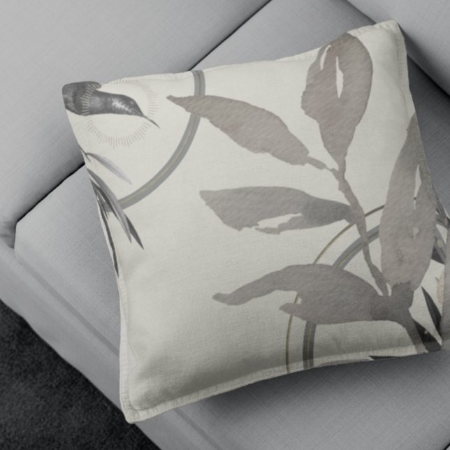 Cojín Decorativo Marfil Sage & Gold Hummingbird y hojas acuáticas (Subido por el creador)