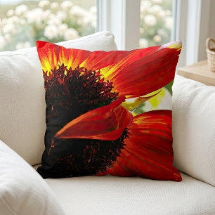 Cojín Decorativo Margarita Gerbera Naranja Roja Foto Moderna y Eleg