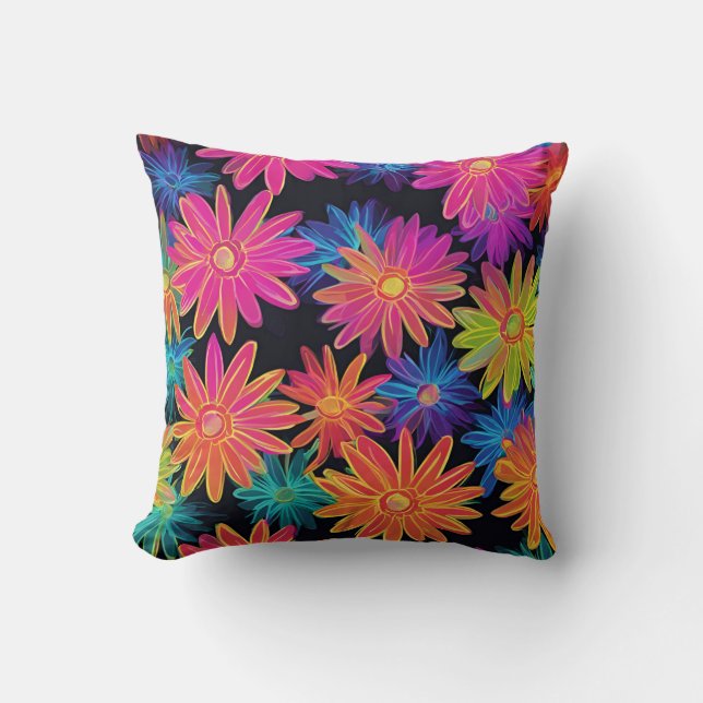 Cojín Decorativo Margarita Rosa Neon  (Anverso)