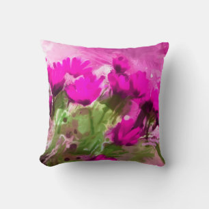 Cojín Decorativo Margaritas africanas con la acuarela de la púrpura