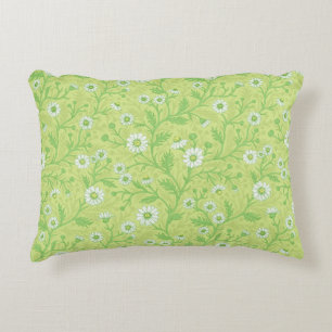 Cojín Decorativo Margaritas en blanco y verde sobre verde miel