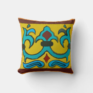 Cojín Decorativo Margen azul de mosaico mexicano