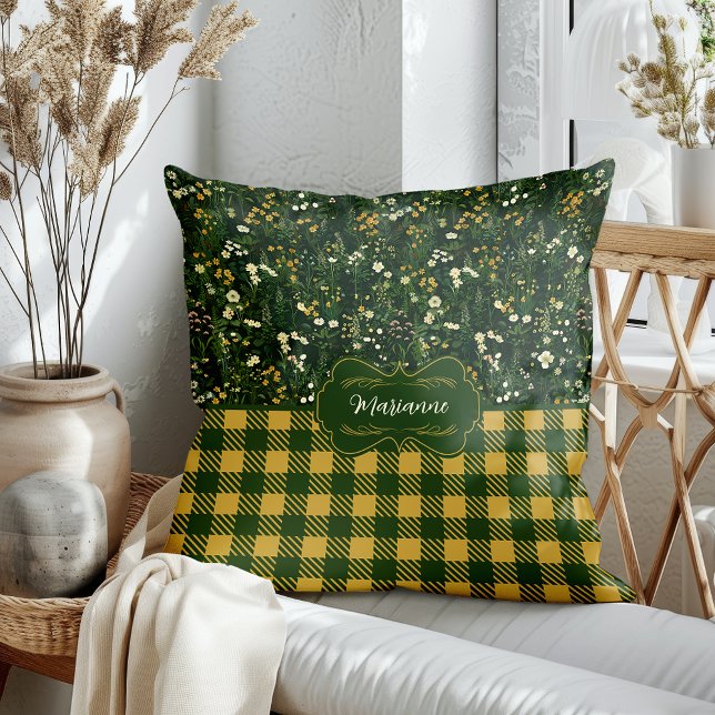 Cojín Decorativo Marianne Dark Daisy Floral Plaid (Subido por el creador)
