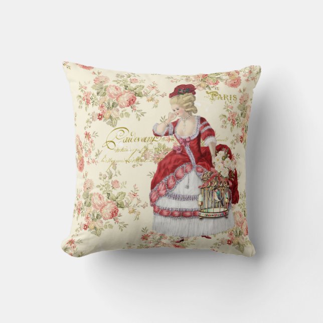 Cojín Decorativo Marie Antoinette Beige Floral Pillow クッション (Anverso)