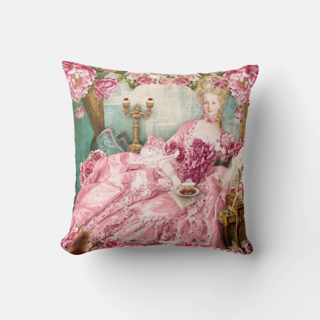 Cojín Decorativo Marie Antoinette green Floral Pillow クッション (Anverso)