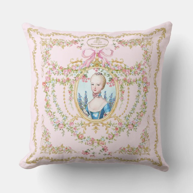 Cojín Decorativo Marie Antoinette pink rose frame pillow (Anverso)