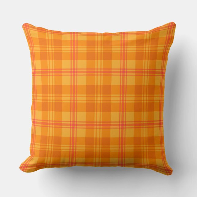 Cojín Decorativo Marigold Medley Naranja Tartán Pillow o Cushiro (Anverso)
