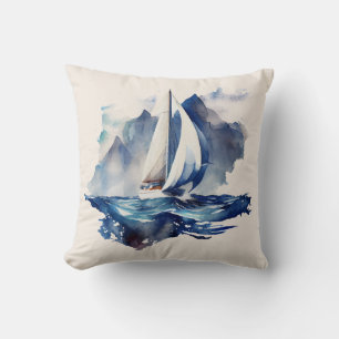 Cojín decorativo marinero azul y beige