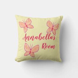 Cojín Decorativo Mariposa acuarela Coral Personalizado amarillo ros