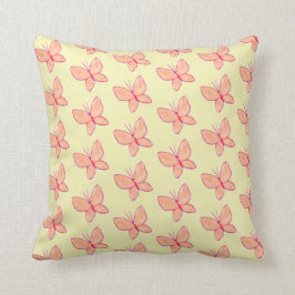 Cojín Decorativo Mariposa acuarela Coral rosa amarillo