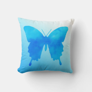 Cojín Decorativo Mariposa acuarela - Tonos de azul cielo