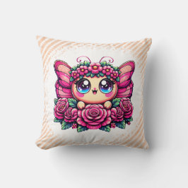 Cojín Decorativo Mariposa Adorable con Corona de Flores