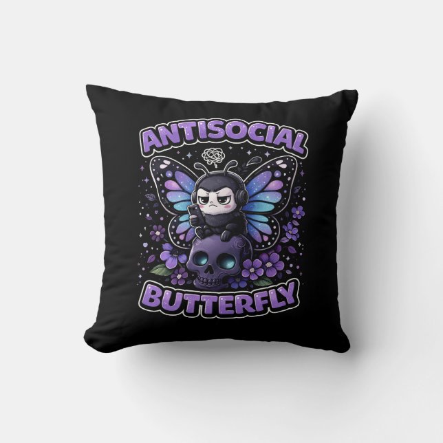 Cojín Decorativo Mariposa Antisocial (Anverso)