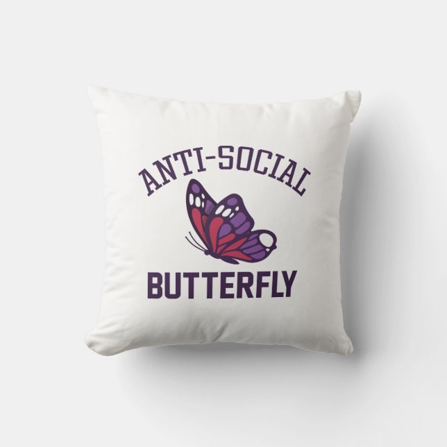 Cojín Decorativo Mariposa antisocial (Anverso)