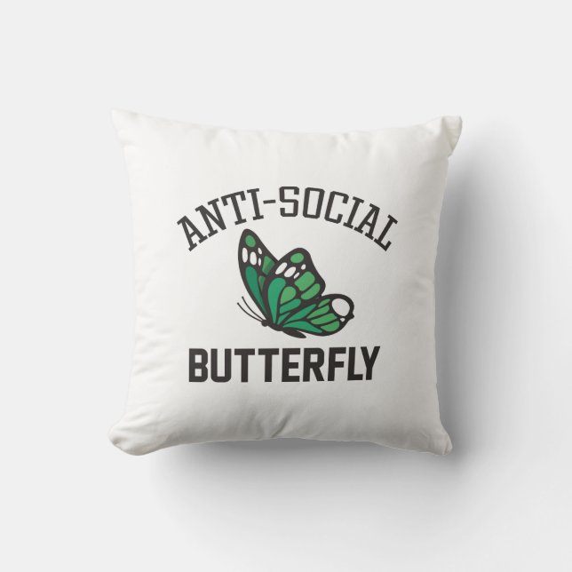 Cojín Decorativo Mariposa antisocial (Anverso)