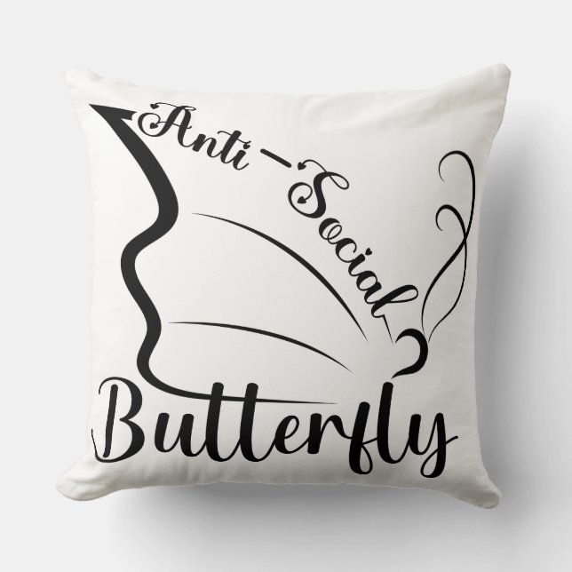 Cojín Decorativo Mariposa antisocial (Anverso)