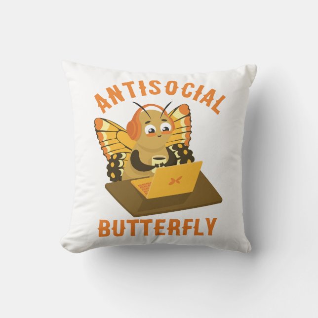 Cojín Decorativo Mariposa antisocial estética hervida (Anverso)