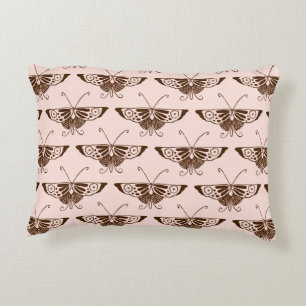 Cojín Decorativo Mariposa Art Déco estilizada - chocolate y melocot