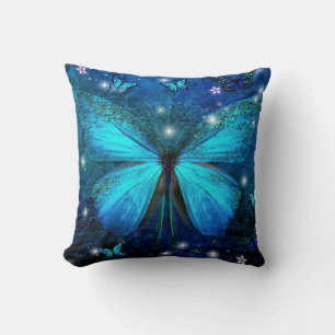 Cojín Decorativo Mariposa azul elegante