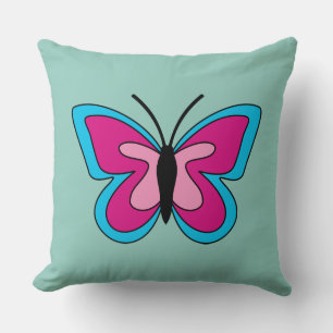 Cojín Decorativo Mariposa azul magenta rosa