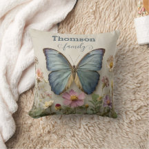 Mariposa Azul Vintage Floral Jardín Familia
