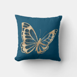 Cojín Decorativo Mariposa azul y dorada