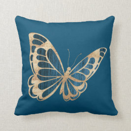 Cojín Decorativo Mariposa azul y dorada
