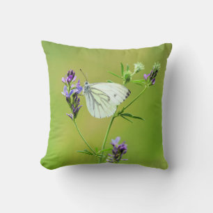 Cojín Decorativo Mariposa blanca veteada verde