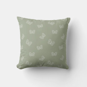 Cojín Decorativo Mariposa Boho Moderna Niña Bebé Verde Menta Neutra