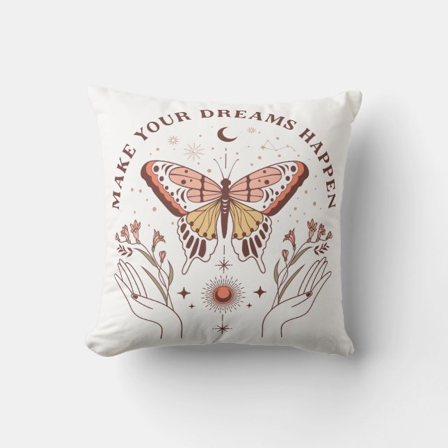 Cojín Decorativo Mariposa Boho Motivadora (Anverso)