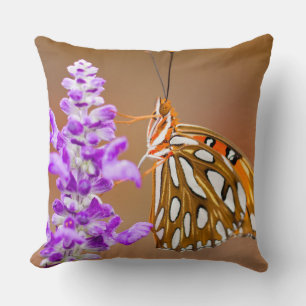 Cojín Decorativo Mariposa brillante naranja del Golfo Fritillary