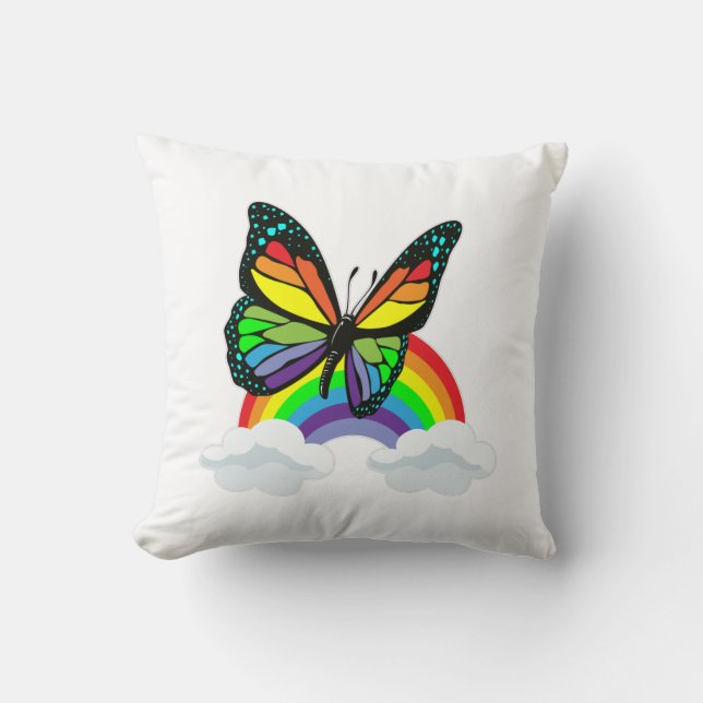 Cojín Decorativo Mariposa con arcoiris (Anverso)
