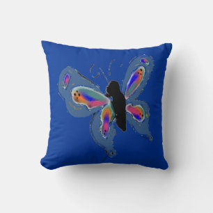 Cojín Decorativo Mariposa con fondo azul negrita